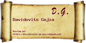 Davidovits Gejza névjegykártya